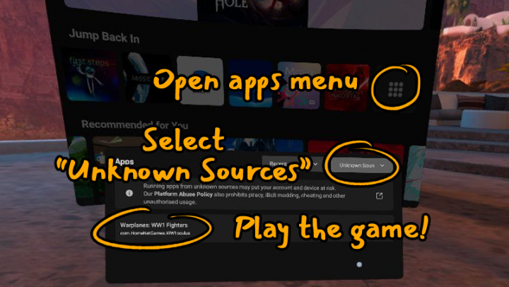 Warplanes: WW1 Fighters from itch.io on Meta Quest – how to install via SideQuest